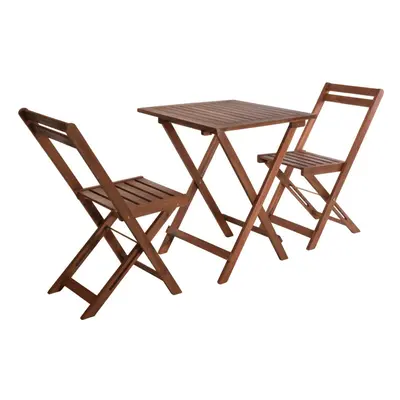 3 Pcs Outside Wooden Furniture Foldable Table & Chairs Bistro Set