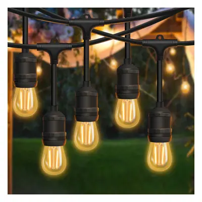 10M Drop String Lights with E27 Holder, IP65, connectable, Black