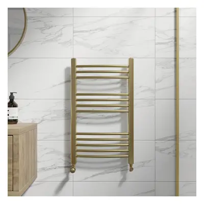 DuraTherm Curved Heated Towel Rail Brushed Brass - x 450mm