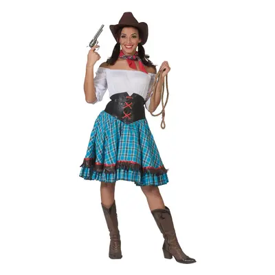 Women's blue checkered cowgirl costume