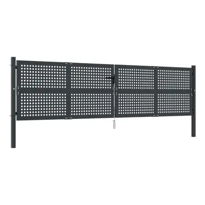 (400 x cm) vidaXL Garden Gate Driveway Fence Gate Fence Panel Patio Gate Anthracite Steel