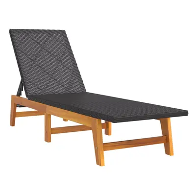 (Sun lounger) vidaXL Sun Lounger Sunbed Lounge Bed Day Bed Poly Rattan and Solid Acacia