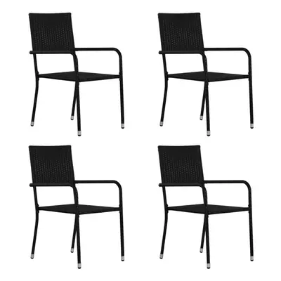 vidaXL Garden Dining Chairs pcs Stackable Outdoor Chair Black Poly Rattan