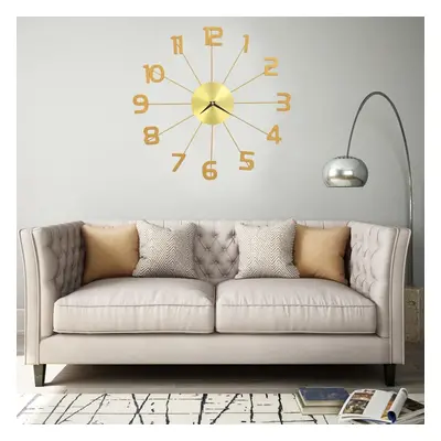 vidaXL Wall Clock Metal 50cm Golden Round Decorative Wall Clock Analog Clock