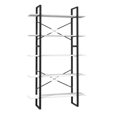 vidaXL Pinewood 5-Tier Book Cabinet White Bookcase Bookshelf Storage Rack