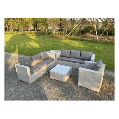 Fimous Light Grey Rattan Garden Outdoor Lounge Sofa Set Chair Sofa