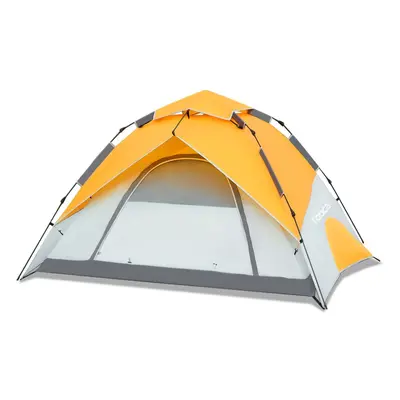 (Yellow) Person Camping Tent Instant Set Up Automatic Dome Tent Waterproof Windproof Outdoor Cam