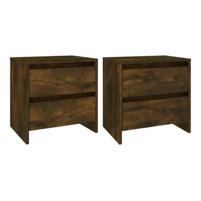 (smoked oak, 2) vidaXL 1/2x Bedside Cabinet Chipboard Home Side End Accent Table Multi Colours