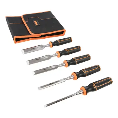 PREMIUM Piece Wood Chisel Set Hardened Steel Striking Cap & Through Tang