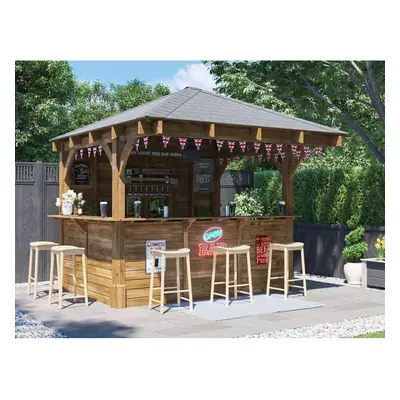 Dunster House Garden Bar 3m x 3m Wooden Outdoor Pub Shed Leviathan (Back Walled)