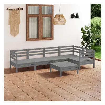 vidaXL Garden Lounge Set Wooden Outdoor Lounge Set Piece Solid Pinewood Grey