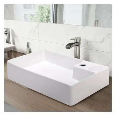 Rectangular Ceramic Bathroom Sink Countertop Basin with Drain