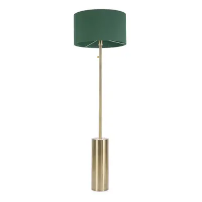 ValueLights Lexy Green Shade with Antique Brass Dimmable Floor Lamp