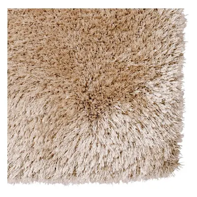 Montana Shaggy Round Circle Rugs in Beige Thick Soft Plain Pile Luxury Mats 150x150cm