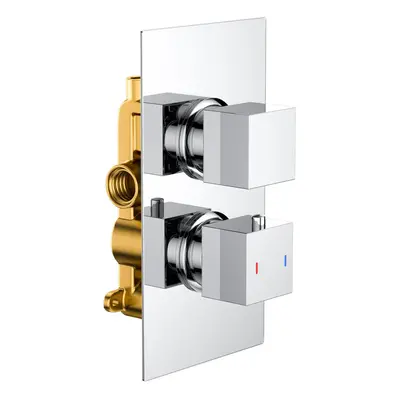 Concealed Thermostatic Shower Mixer Valve Way Chrome Brass Square