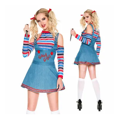 (M) Ghost Doll Cosplay Chucky Costumes Women Outfit Adult Girls Fancy Dresses Carnival Horror Gh