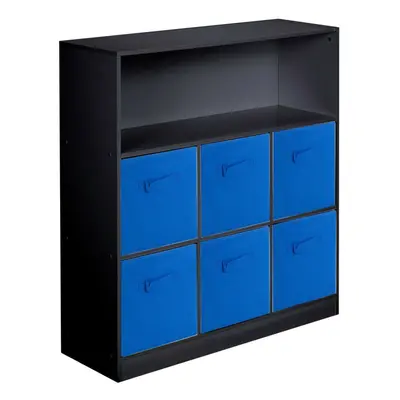 (Black, Dark Blue) Wooden Cubed Bookcase Units Shelves Drawers