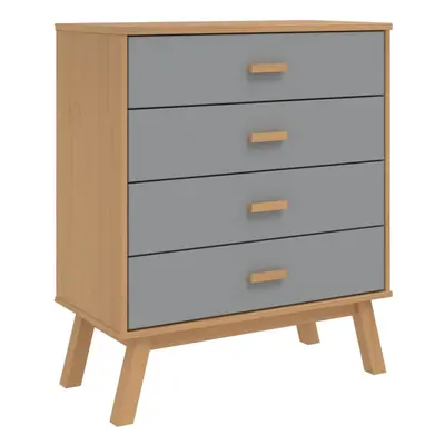 vidaXL Drawer Cabinet Drawer Chest File Cabinet Grey and Brown Solid Wood Pine