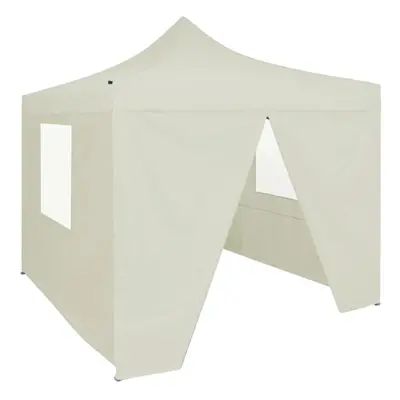 vidaXL Professional Folding Party Tent with Sidewalls Steel Cream 2m Canopy