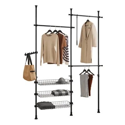 SoBuy FRG34-SCH,Telescopic Wardrobe Hanging Rail