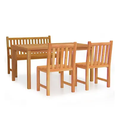 (bench + 2x chair + table) vidaXL Solid Wood Teak Garden Dining Set Patio Table Furniture Multi 