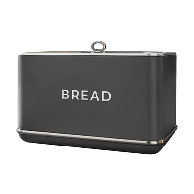 Tower T826175GRY Renaissance Bread Bin, 16L Capacity, Simple Pull Lid, Grey