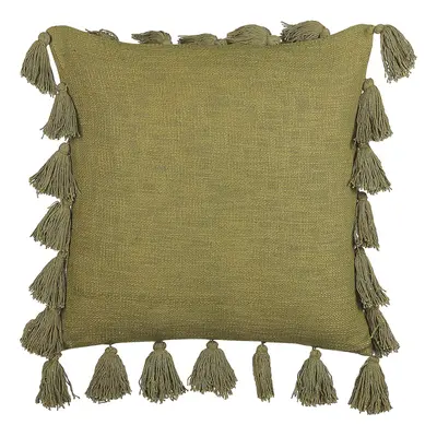 Cotton Cushion with Tassels x cm Green LYNCHIS