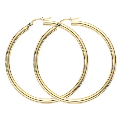 Jewelco London Ladies 9ct Yellow Gold Polished Classic Hoop Earrings - 45mm - ENR02934