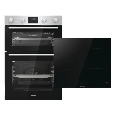 Hisense Built In Electric Double Oven and Induction Hob Pack - Stainless Steel / Black - A/A Rat