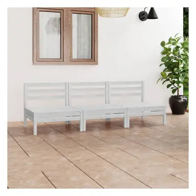 vidaXL Solid Pinewood Garden Lounge Set Piece White Outdoor Seating Sofa