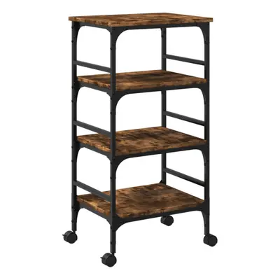 vidaXL Kitchen Trolley Rolling Cart Storage Cart Smoked Oak Engineered Wood