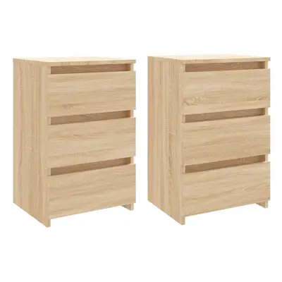 vidaXL 2x Bed Cabinets Sonoma Oak Engineered Wood Indoor Bedside Side Cabinet