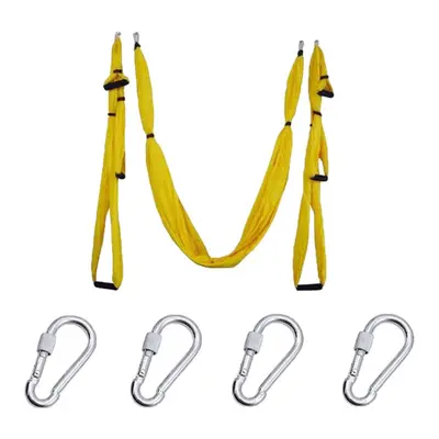 (Yellow) Handles Aerial Yoga Hammock Flying Swing Anti gravity Pilates Exercises Device