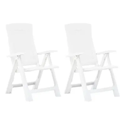 vidaXL 2x Garden Reclining Chair Plastic White Outdoor Dining Folding Seat