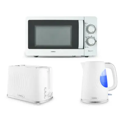 Tower Sonar White Kettle, Slice Toaster & Manual Microwave Set