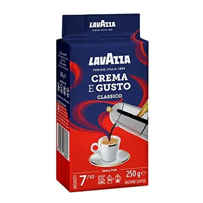 Lavazza Crema e Gusto Classico Ground Coffee Packs of 250g Ideal for Moka Pot or Filtered Coffee