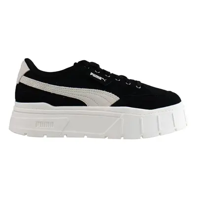 (7) Puma Mayze Stack Lace-Up Black Suede Leather Womens Trainers 03 (UK )