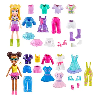 Polly Pocket Sparkle Cove Adventure Dolls, Clothes and Accessories Set, Fashion Pack with Dolls 