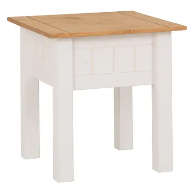 Panama Lamp End Table in White and Natural Wax Finish