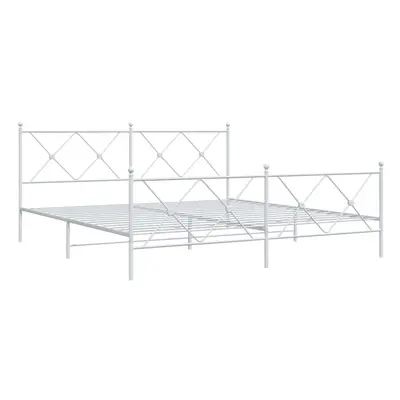 (white, 183x213cm/with headboard & footboard) vidaXL Metal Bed Frame with Headboard and Footboar