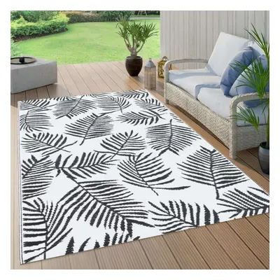 Outdoor Carpet White and Black 120x180 cm PP