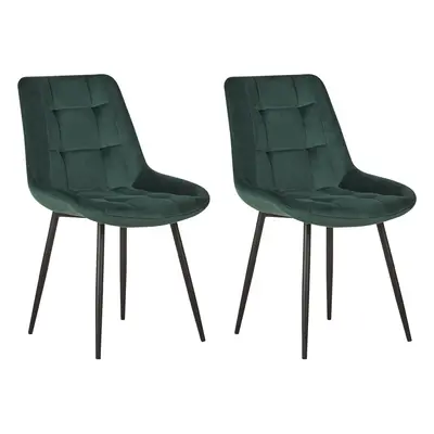 Set of Dining Chairs MELROSE Velvet Dark Green