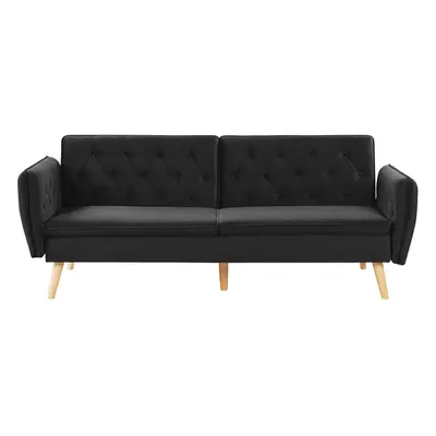 Velvet Sofa Bed Black BARDU