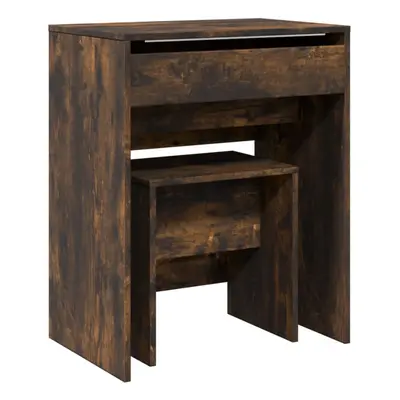 (smoked oak) vidaXL Dressing Table and Stool Bedroom Cosmetic Table Vanity Makeup Table