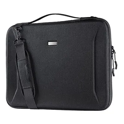 (BLACK) TECHGEAR Hard Shell Case for 17" Laptops, Shockproof Travel Sleeve Shoulder Strap Case f