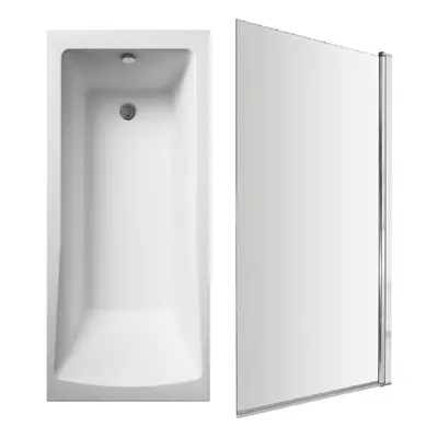 Square Single Ended Bath and Square Bath Screen - x 700mm