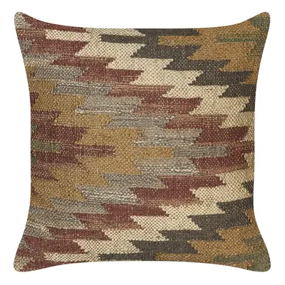 Jute Cushion Geometric Pattern x cm Multicolour DEEPOR