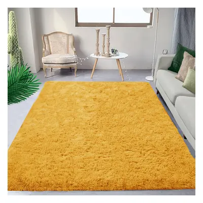 (200cm x 290cm (6ft 7" x 9ft 6"), Yellow Shaggy Rugs) Fluffy Rug Non-Slip Shaggy Rugs Living Roo