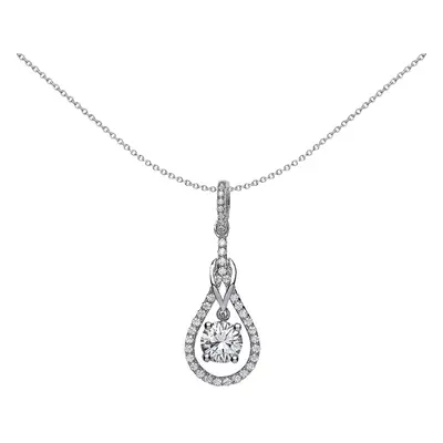 Jewelco London Ladies Sterling Silver Cubic Zirconia Tear of Joy Pendant Necklace inch - GVP330