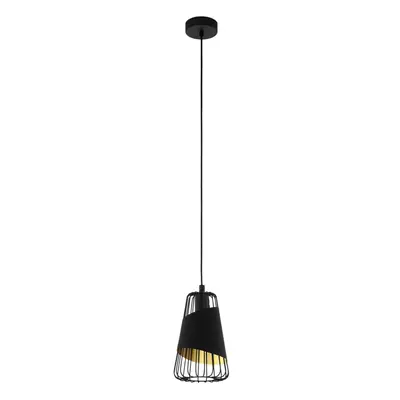 Hanging Ceiling Pendant Light Black & Gold 1x 60W E27 Hallway Feature Lamp